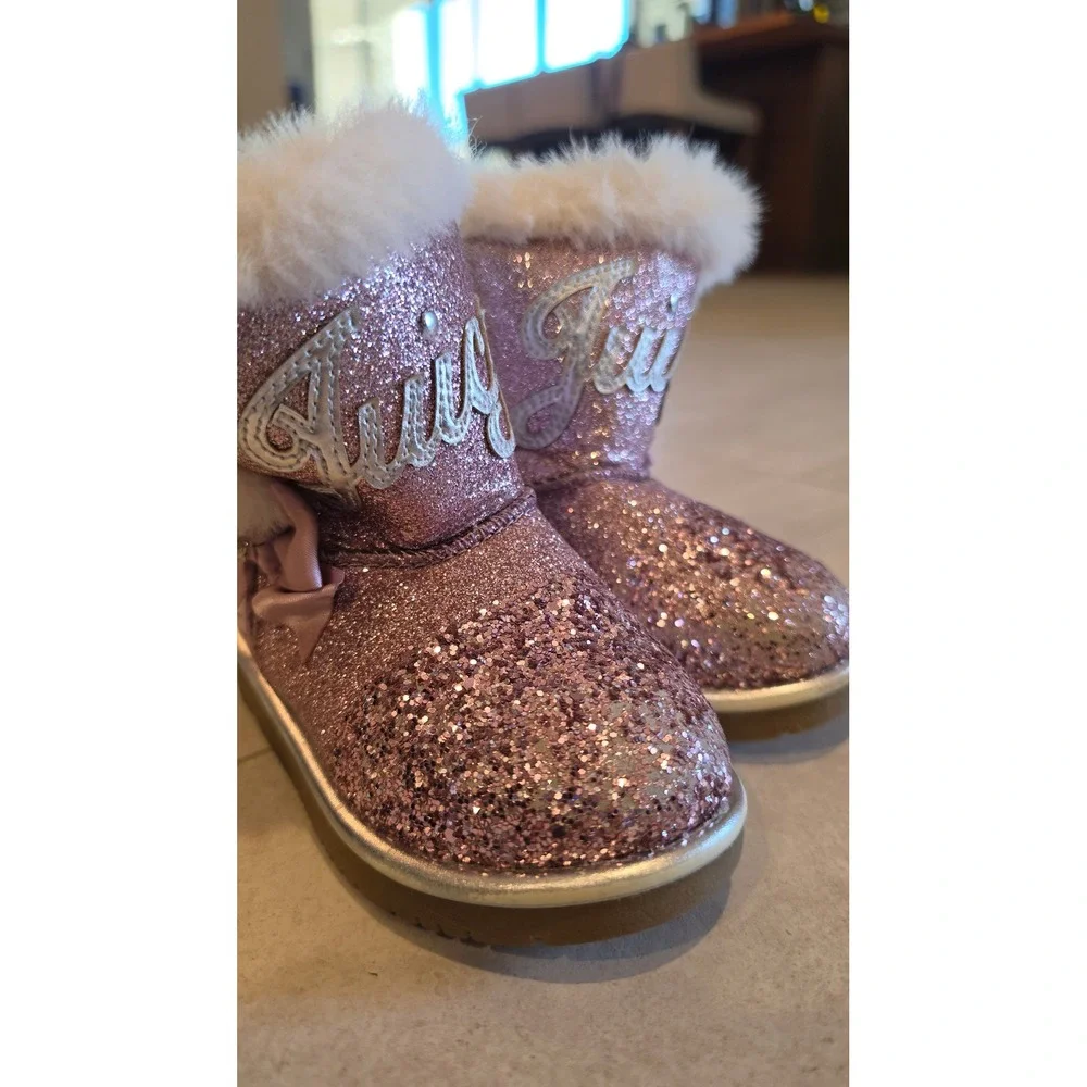 Juicy Couture Toddler Boots SZ 6M Style CB1350 Faux Fur McBling Barbiecore glam